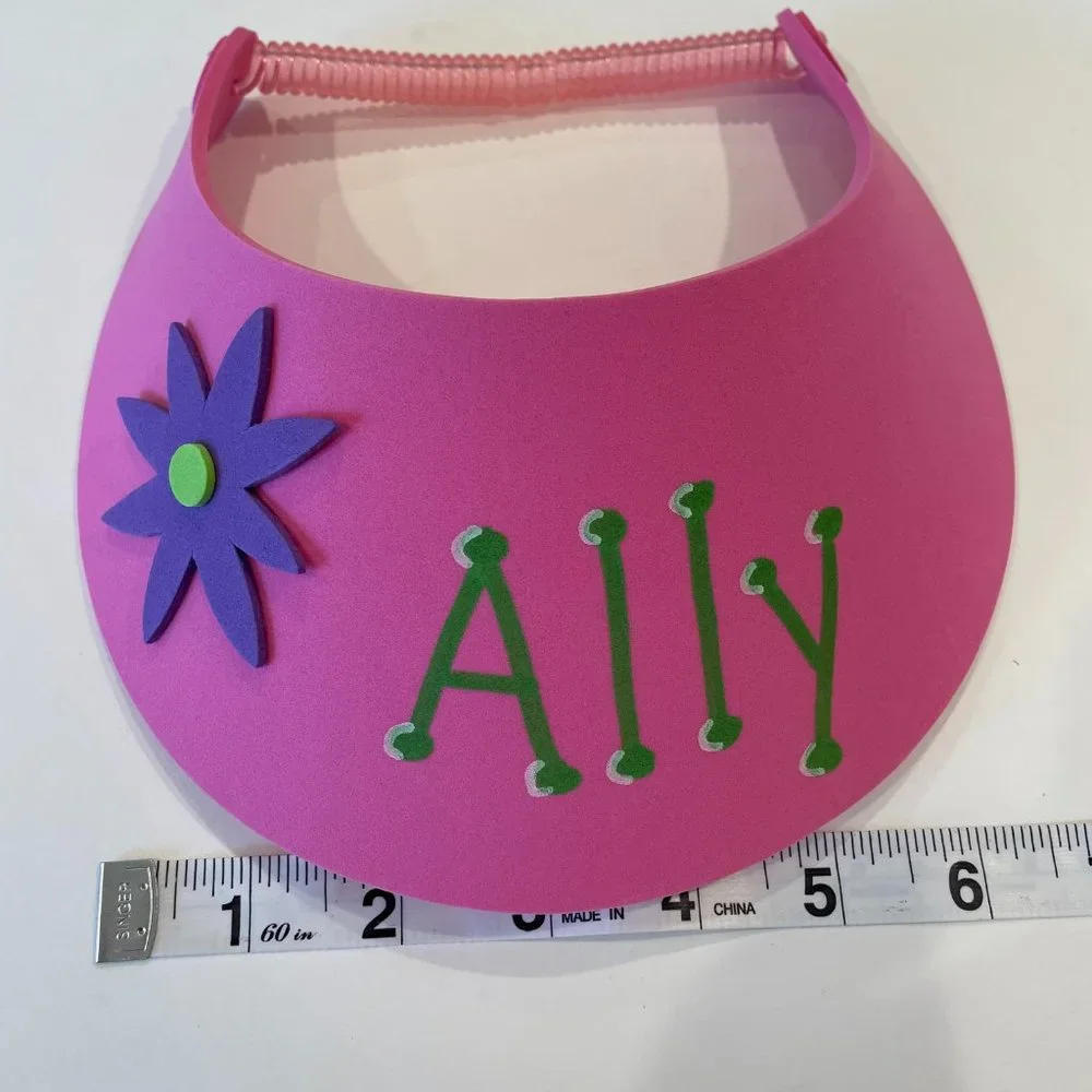 GIRLS SUN VISOR PINK FOAM “ALLY” WITH ADJUSTABLE PULL STRAP